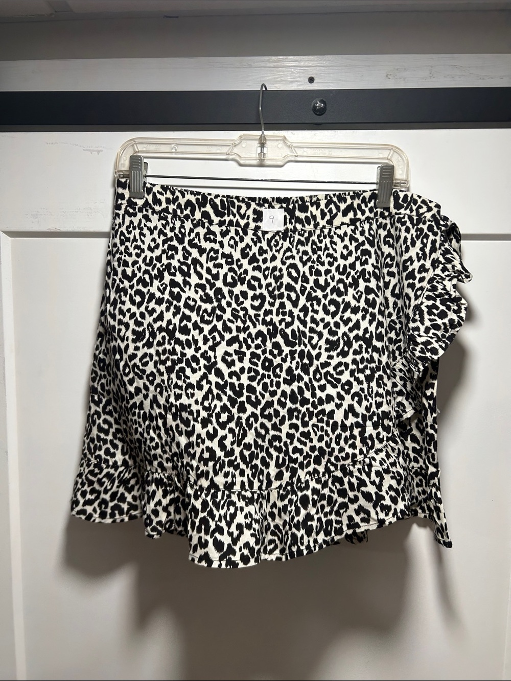 Japna Black & White Leopard-Print Ruffle Skort
